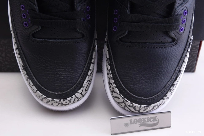 One Kick Black Purple Air Court 3 Jordan Retro CT8532-050 0808
